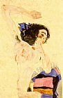 Egon Schiele Seated model painting